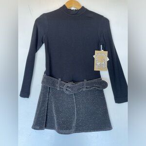 💥SALE💥 Monkey Wear Vintage 90s Girls Size 12 Black  Sparkly Dress With Belt
